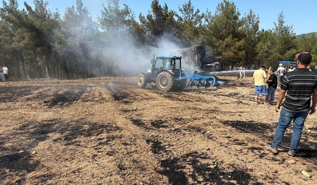 Biçerdöverin alev alması sonucu 150 dekarlık buğday ve arpa ekili alan yandı