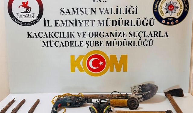 Binada çukur kazarak define arayan 4 şüpheli yakalandı