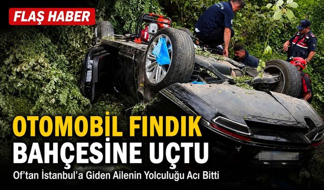 Trabzon’dan Yola Çıkan Ailenin Otomobili Fındık Bahçesine Uçtu