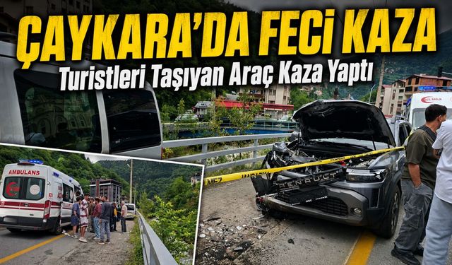 Trabzon’da Turistleri Taşıyan Araç Park Halindeki Otomobile Çarptı: 1’i Ağır 7 Yaralı