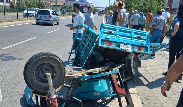 Otomobil ile üç tekerlekli motosikletin çarpıştığı kazada 4 kişi yaralandı