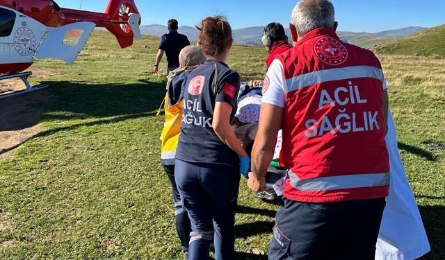 Eğrisu Yaylası’nda Yaralanan 78 Yaşındaki Kadın Helikopter Ambulansla Hastaneye Ulaştırıldı