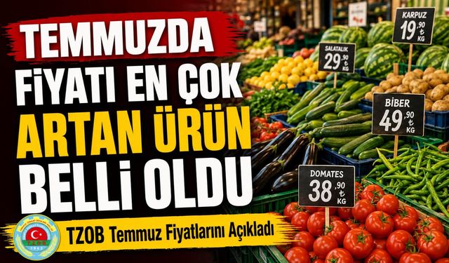 Temmuzda Fiyatı En Çok Artan Ürün Belli Oldu; TZOB Temmuz Fiyatlarını Açıkladı