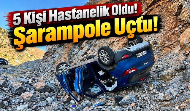61 plakalı otomobil Adıyaman’da şarampole yuvarlandı: 5 kişi yaralandı