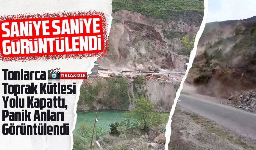 Gümüşhane Kürtün'de Heyelan Korkusu: Yol Trafiğe Kapandı.Tonlarca Toprak Kütlesi Yolu Kapattı, Panik Anları Görüntülendi