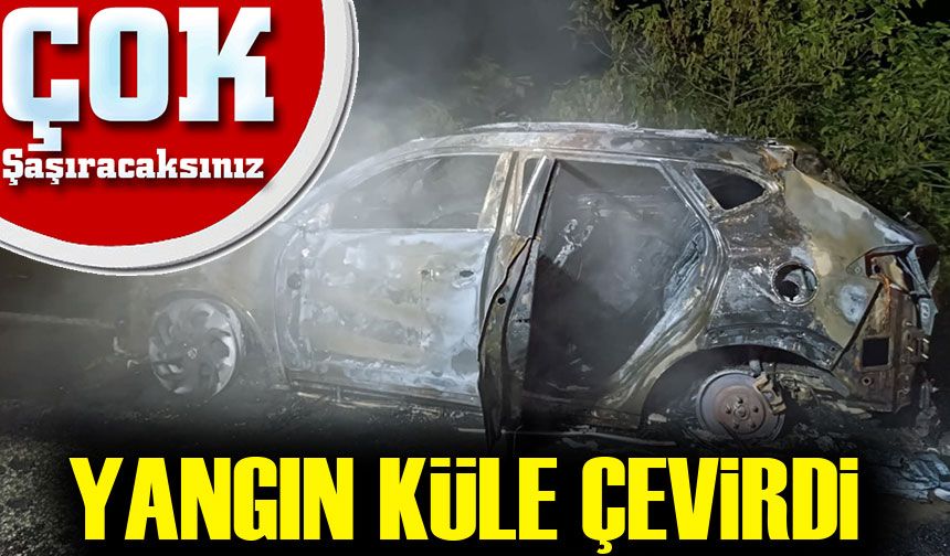 Araklı-Bayburt Yolunda Araç Yangını Ulaşımı Durdurdu
