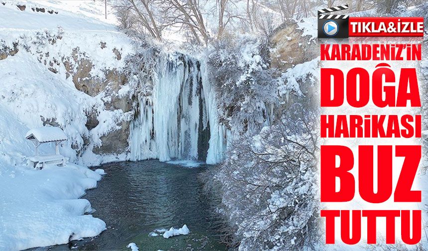 Bayburt’ta Sırakayalar Şelalesi Buz Tuttu: Seyrine Doyulmaz Manzara