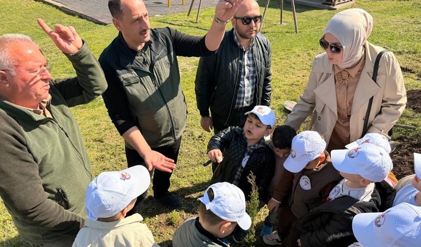 Vezirköprü'de minikler fidan dikerek doğayla buluştu