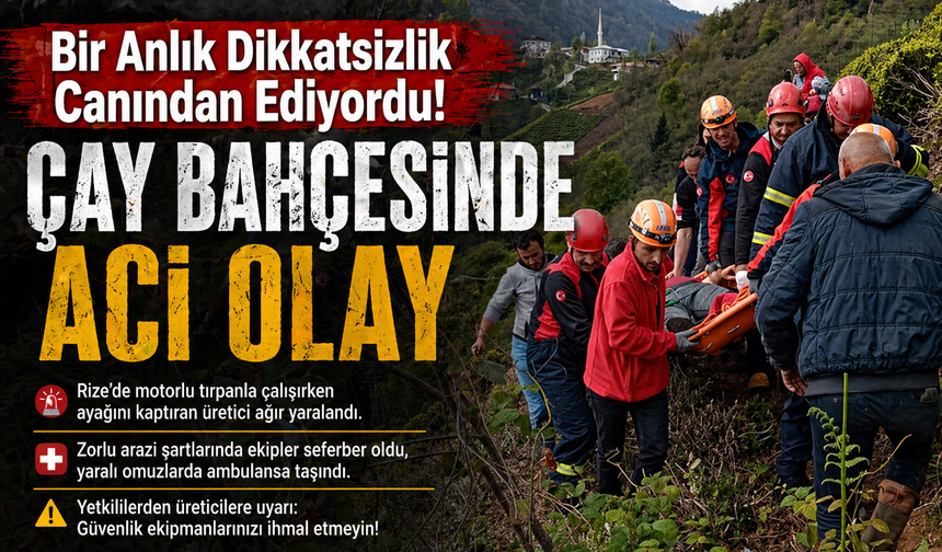 Rize’de budama sırasında motorlu tırpana ayağını kaptıran üretici ağır yaralandı, zorlu arazide ekipler seferber oldu