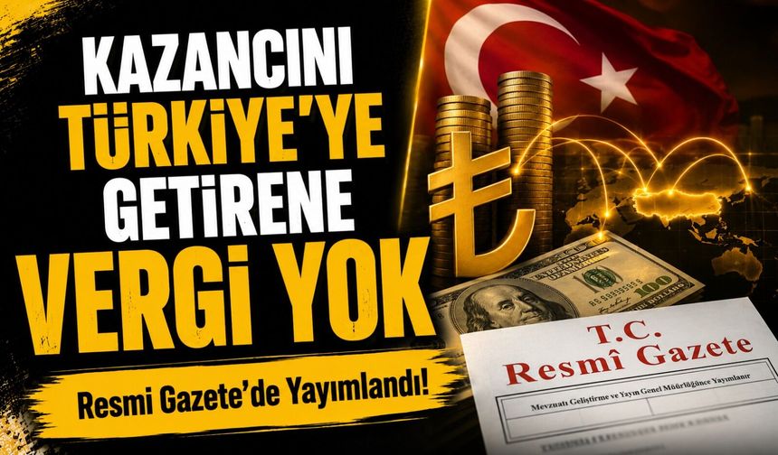 Resmi Gazete’de Yayımlandı!; Kazancını Türkiye’ye Getirene 20 Yıl Vergi Yok
