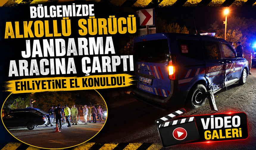 Gümüşhane'de alkollü sürücü jandarma aracına çarptı, ehliyetine el konuldu