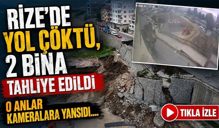 Rize’de Yurt İnşaatında İstinat Duvarı Çöktü, Yol Kullanılamaz Hale Geldi
