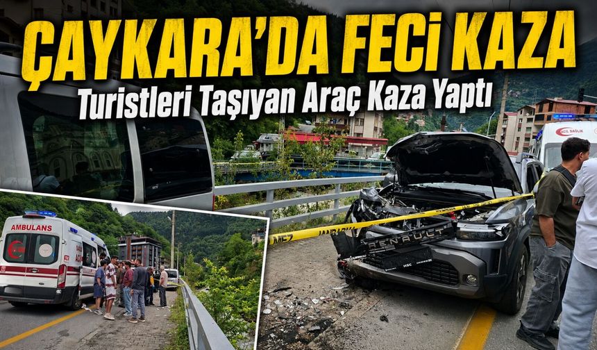 Trabzon’da Turistleri Taşıyan Araç Park Halindeki Otomobile Çarptı: 1’i Ağır 7 Yaralı