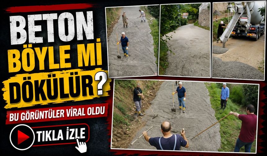Trabzon’daki Beton Yol Çalışması Sosyal Medyada Tartışma Yarattı