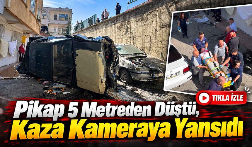 Samsun’da pikap 5 metreden sokağa uçtu: 2 yaralı
