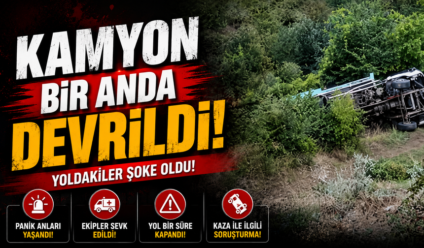 Akçaabat’ta Korkutan Kaza: Belediye Çöp Kamyonu Devrildi