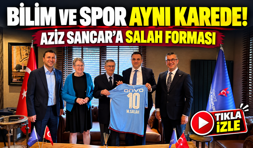 Aziz Sancar’a Trabzonspor’un Mohamed Salah Forması Hediye Edildi
