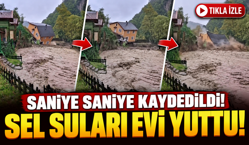 Sapanca'da Korku Dolu Anlar! Sel Sularına Dayanamayan Ev Gözler Önünde Çöktü