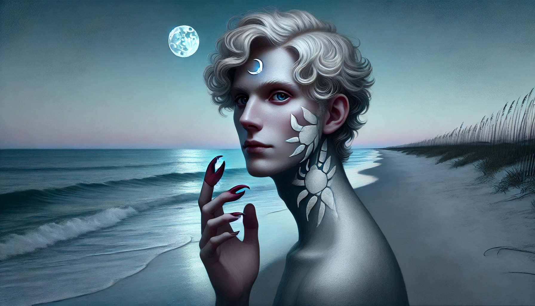 Dall·e 2025 05 19 17.24.01 A Highly Realistic And Mostly Human Like Interpretation Of The Cancer Zodiac Sign, Gender Neutral. The Figure Appears Mostly Human But With Subtle Cra