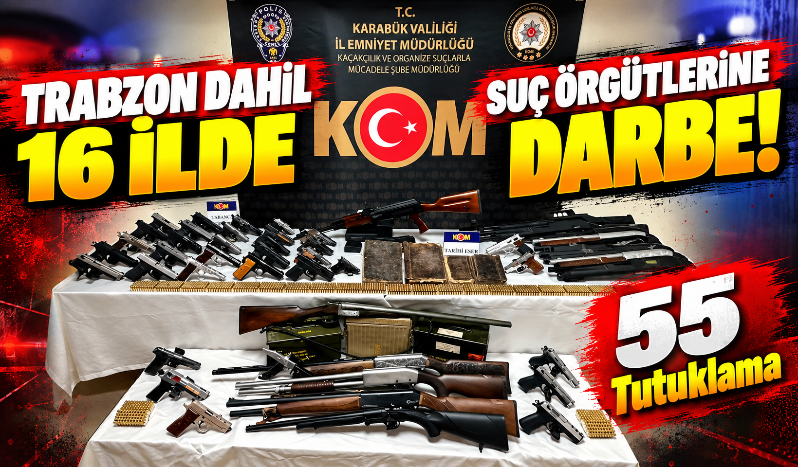 Trabzon Dahil 16 İlde Suç Örgütlerine Darbe! 55 Tutuklama