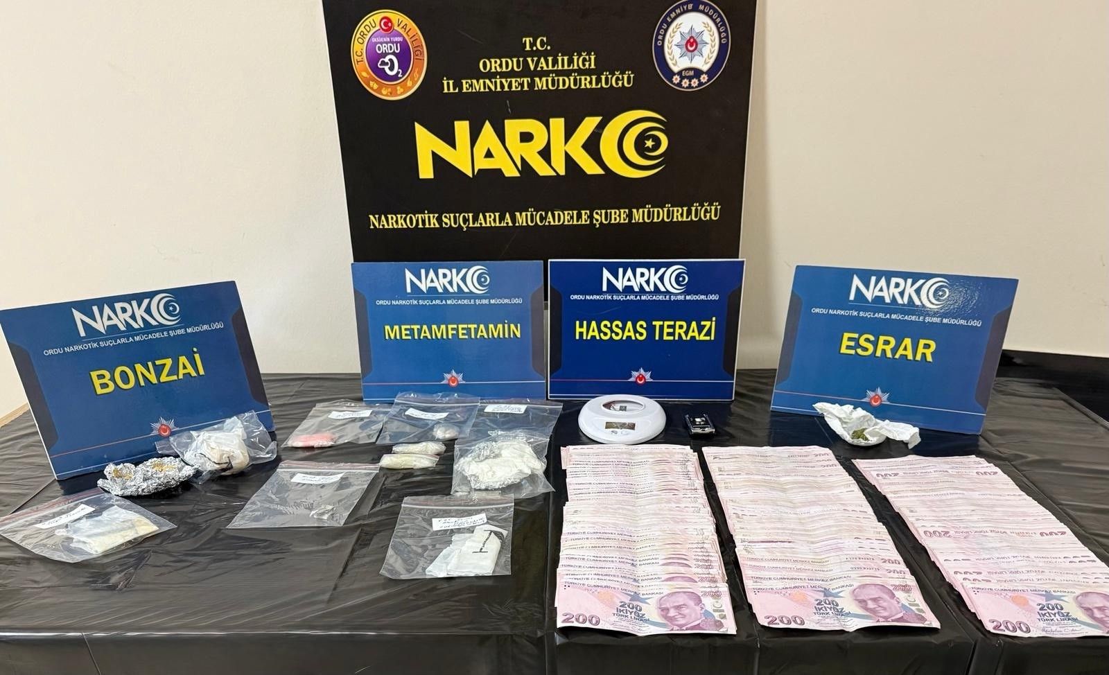 Ordu'da yasaklı madde operasyonlarında 3 tutuklama